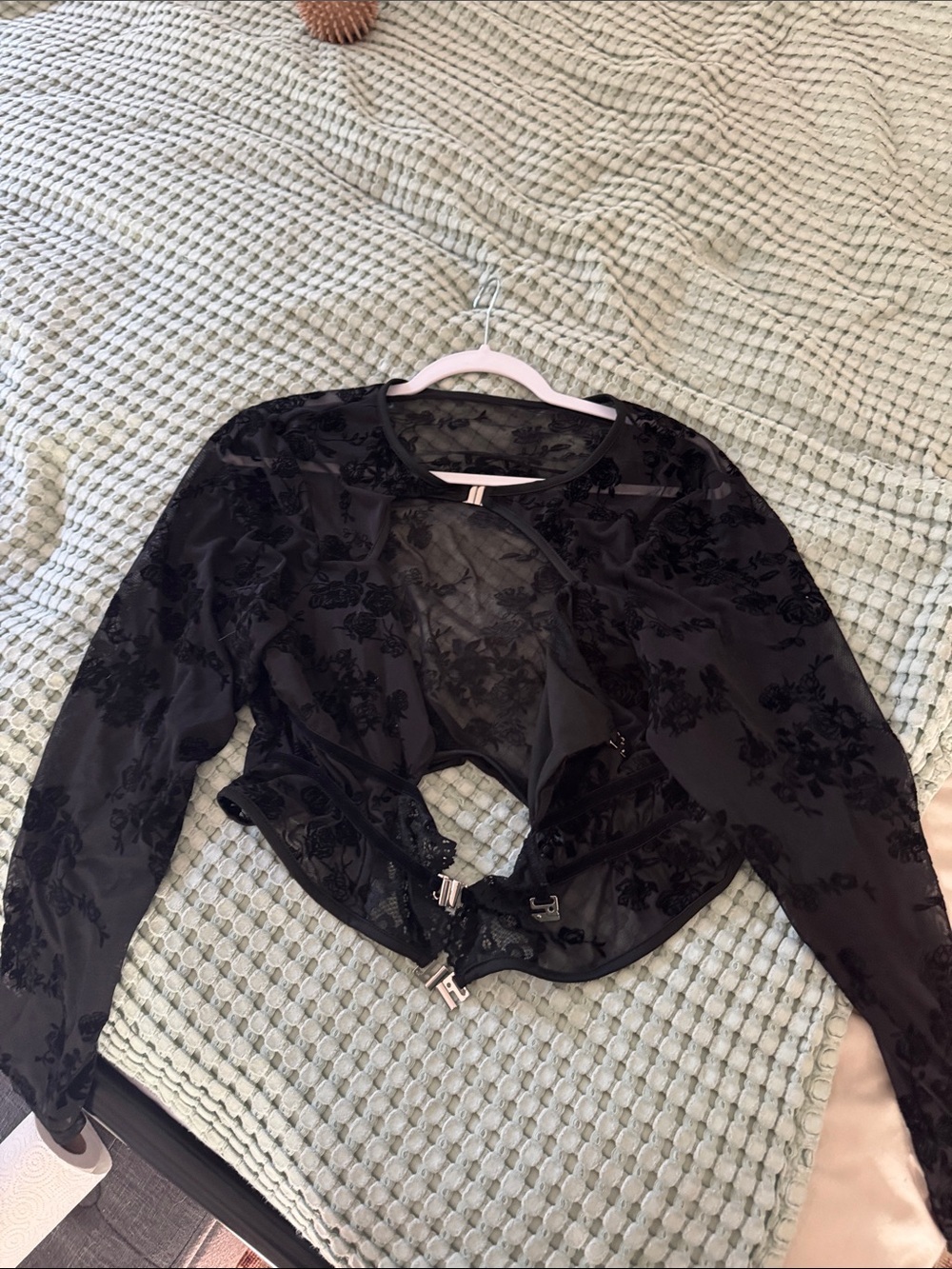 SHEIN Black Sheer Floral Lace top - Picture 5 of 5